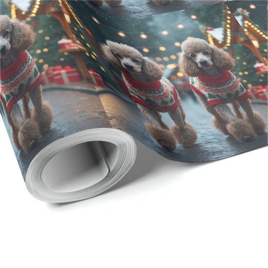 Poodle Dogs Christmas Snow Holiday  Cadeaupapier (Rol Hoek)