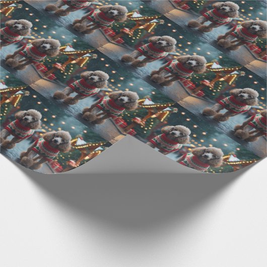Poodle Dogs Christmas Snow Holiday  Cadeaupapier (Hoek)