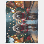 Poodle Dogs Christmas Snow Holiday  Fleece Deken (Voorkant)
