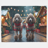 Poodle Dogs Christmas Snow Holiday  Fleece Deken (Voorkant (Horizontaal))