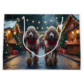Poodle Dogs Christmas Snow Holiday  Groot Cadeauzakje (Voorkant)