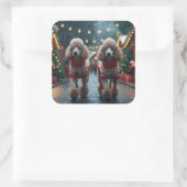 Poodle Dogs Christmas Snow Holiday  Vierkante Sticker (Tas)