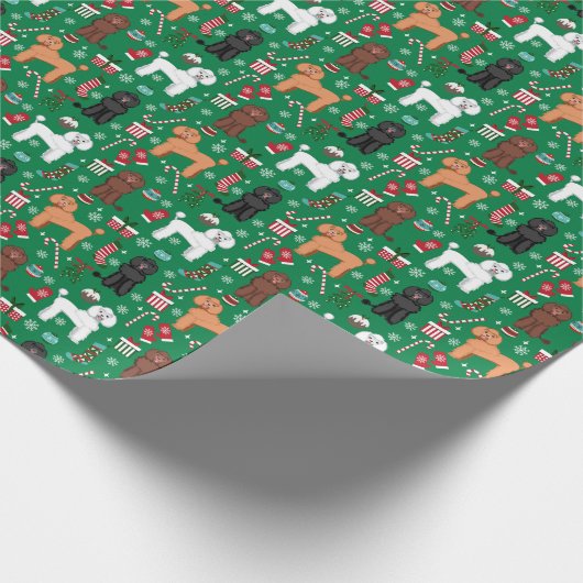 Poodle Dogs-kerstgemengde kleuren Cadeaupapier (Hoek)