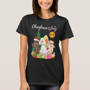 Poodle Dogs Merry Kerstmis in juli papa moeder T-shirt