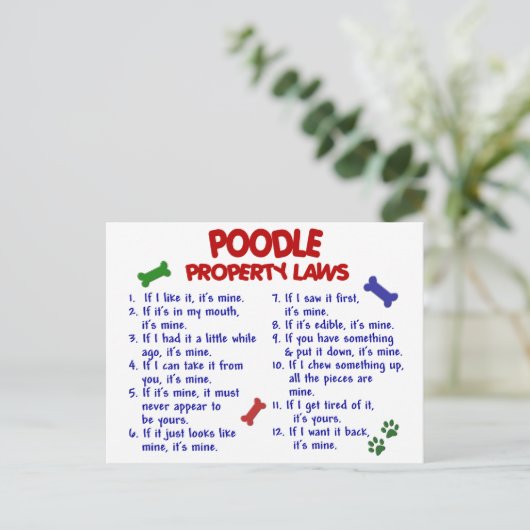 POODLE Eigenschapwetten 2 Briefkaart (Staand voorkant)