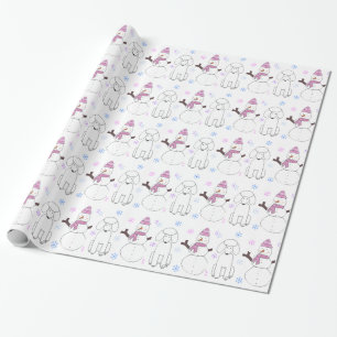 Poodle en Snowman Cadeaupapier