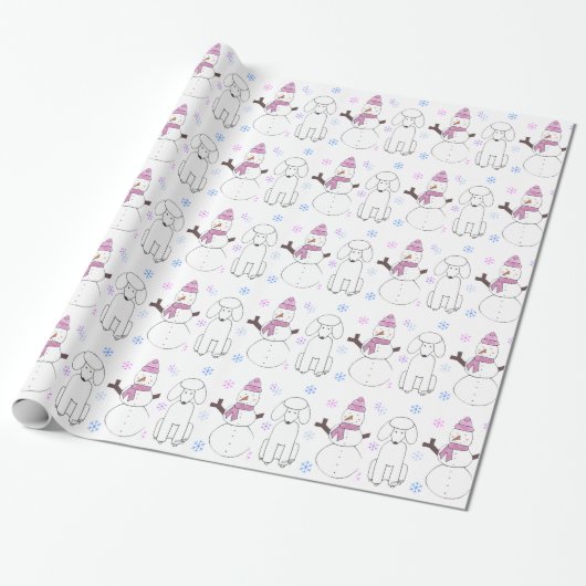 Poodle en Snowman Cadeaupapier (Uitgerold)