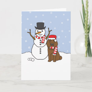 Poodle en Snowman Feestdagen Kaart