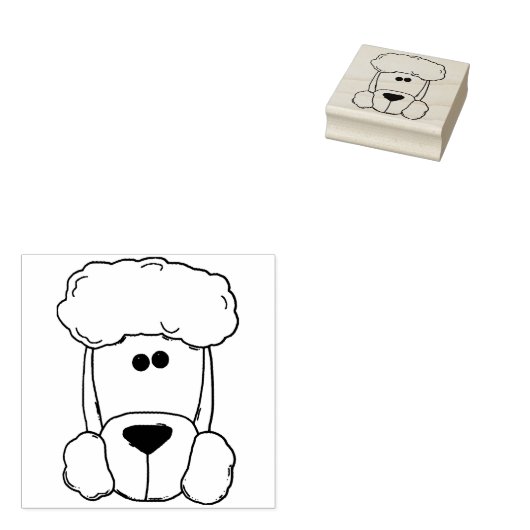 poodle face art stamp rubberstempel (Gestempeld)