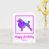 Poodle French Pink & Blue Silhouette Dog Funny Kaart (Gele Bloem)