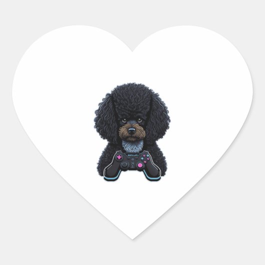 Poodle Gamer With Joystick Hart Sticker (Voorkant)