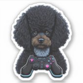 Poodle Gamer With Joystick Sticker (Voorkant)