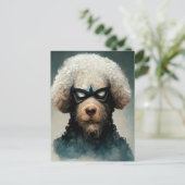 Poodle gedraaid als superheld Dog Briefkaart (Staand voorkant)