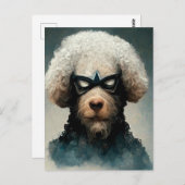 Poodle gedraaid als superheld Dog Briefkaart (Voorkant / Achterkant)