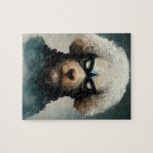 Poodle gedraaid als superheld Dog Legpuzzel (Horizontaal)