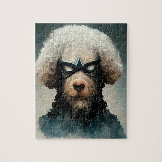 Poodle gedraaid als superheld Dog Legpuzzel (Verticaal)