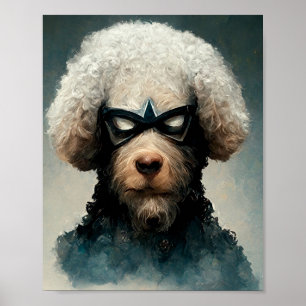 Poodle gedraaid als superheld Dog Poster