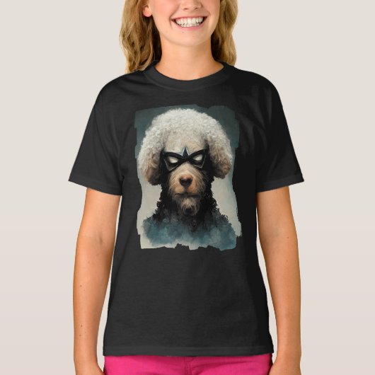Poodle gedraaid als superheld Dog T-shirt (Voorkant)