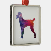 Poodle Geo Silhouette Paars Metalen Ornament (Rechts)