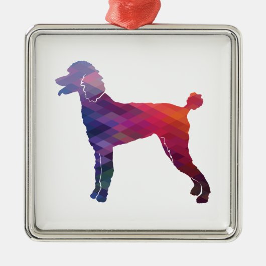 Poodle Geo Silhouette Paars Metalen Ornament (Voorkant)
