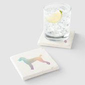 Poodle Geo Silhouette Pastel Stenen Onderzetter (Zijkant)