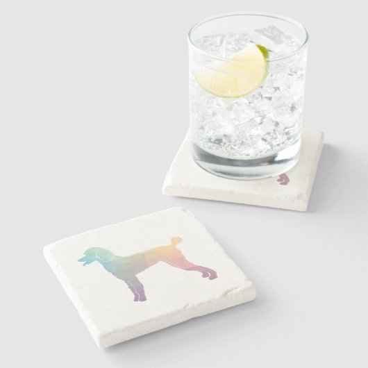 Poodle Geo Silhouette Pastel Stenen Onderzetter (Zijkant)