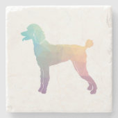 Poodle Geo Silhouette Pastel Stenen Onderzetter (Voorkant)