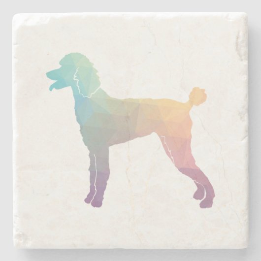 Poodle Geo Silhouette Pastel Stenen Onderzetter (Voorkant)