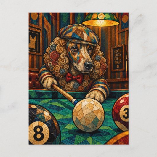 Poodle, geometrisch mozaïek briefkaart (Voorkant)