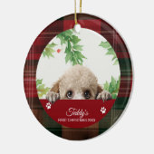 Poodle Gepersonaliseerde Eerste Kerstmis Keramisch Ornament (Links)