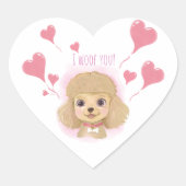 Poodle Gift Wrap Sticker • Valentine I Woof You! (Voorkant)