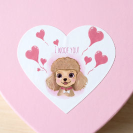 Poodle Gift Wrap Sticker • Valentine I Woof You!