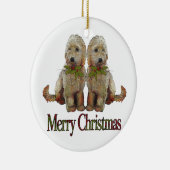 Poodle, Golden Doodle Couple Kerstmis: Kunst Keramisch Ornament (Rechts)