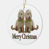 Poodle, Golden Doodle Couple Kerstmis: Kunst Keramisch Ornament (Links)