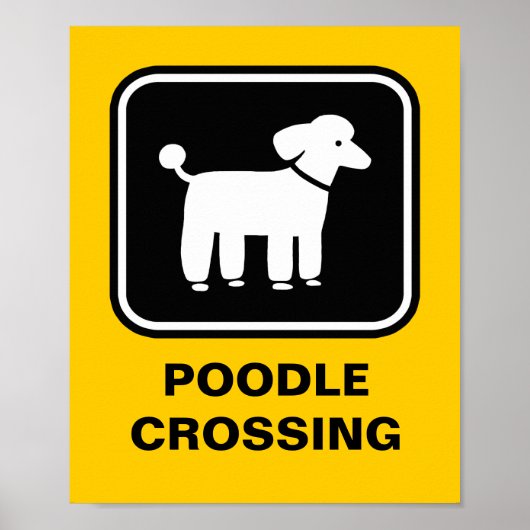 Poodle Grafisch (Wit op Zwart) Poster (Voorkant)