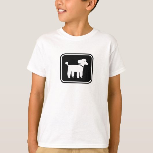 Poodle Grafisch (Wit op Zwart) T-shirt (Voorkant)