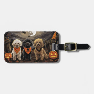 Poodle Halloween Griezelen Bagagelabel