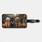 Poodle Halloween Griezelen Bagagelabel (Achterkant horizontaal)