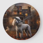 Poodle Halloween Griezelen Grote Klok (Voorkant)