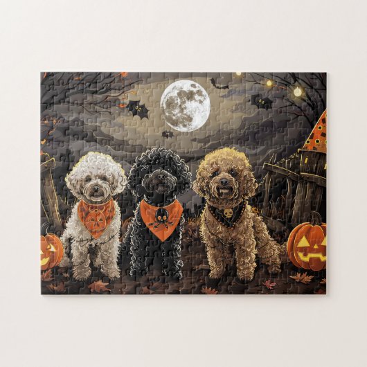 Poodle Halloween Griezelen Legpuzzel (Horizontaal)