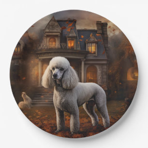 Poodle Halloween Griezelen Papieren Bordje