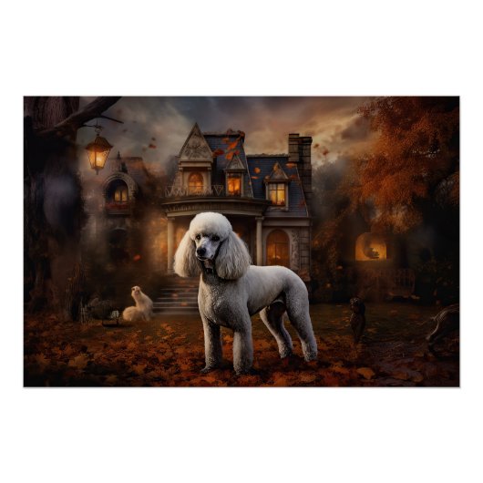 Poodle Halloween Griezelen Perfect Poster (Voorkant)