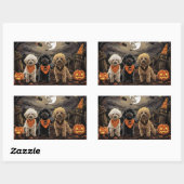 Poodle Halloween Griezelen Rechthoekige Sticker (Vel)