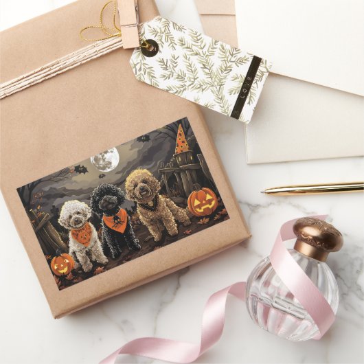 Poodle Halloween Griezelen Rechthoekige Sticker (Geschenken)
