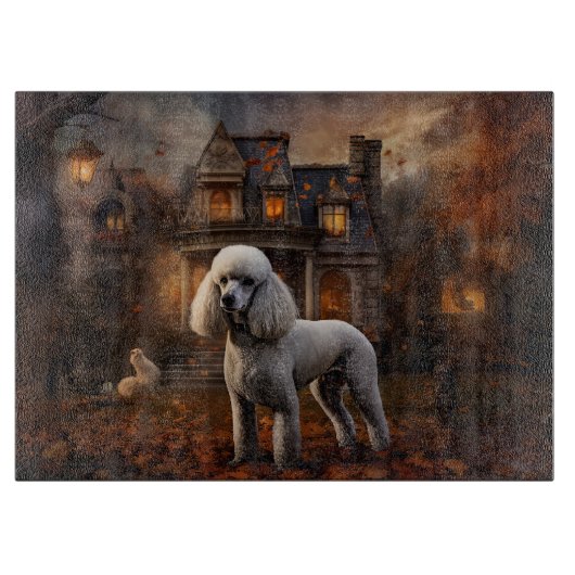 Poodle Halloween Griezelen Snijplank (Voorkant)