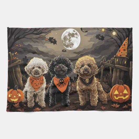 Poodle Halloween Griezelen Theedoek (Horizontaal)