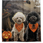 Poodle Halloween Griezelig Douchegordijn (Voorkant)