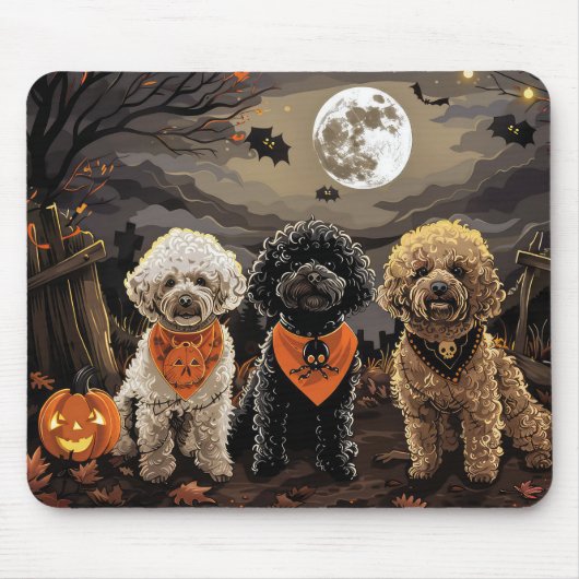 Poodle Halloween Griezelig Muismat (Voorkant)