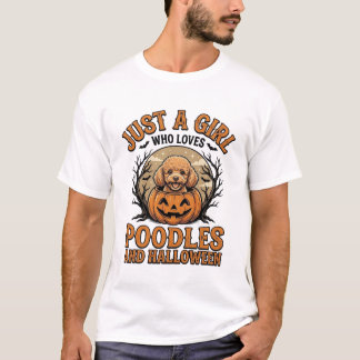 Poodle Halloween Meisje Vintage Pompoen Hond Shirt