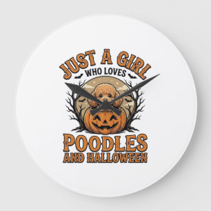Poodle Halloween Meisje Vintage Pompoen Hond Shirt Grote Klok